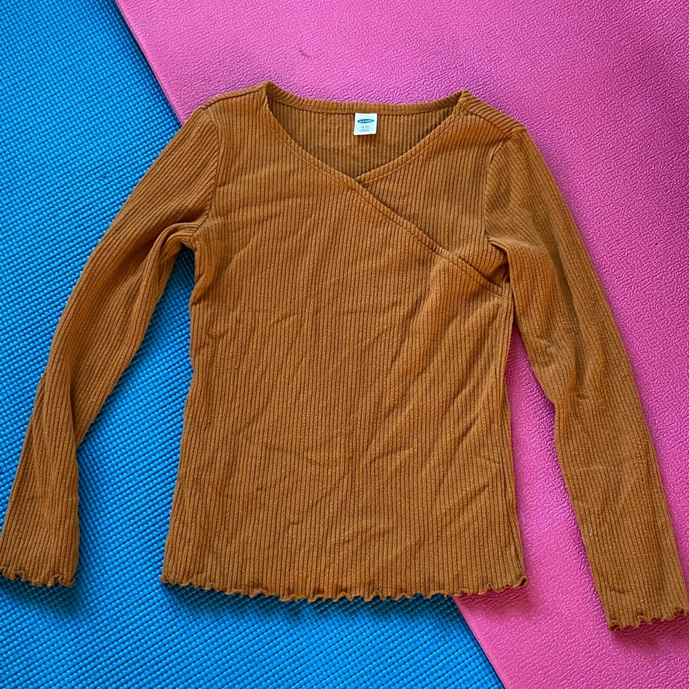 Ribbed Long Sleeve Top in Mustard